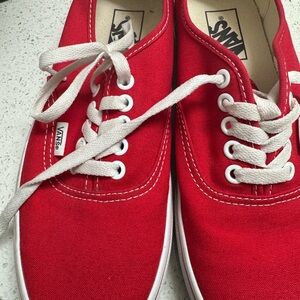 Vans Red and White Canvas Sneakers